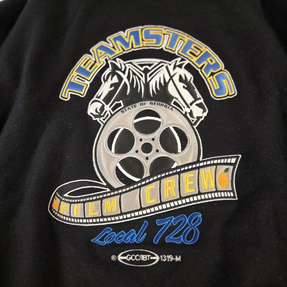Teamsters Local 728 Film Crew Leather And Wool Jacket Men's XL Made in USA Union